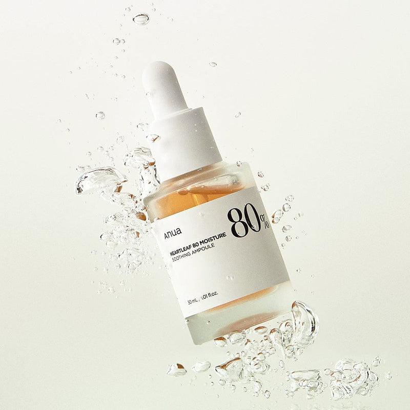 Anua Heartleaf 80% Moisture Soothing Ampoule 30ml met waterspatten – verfrissende Koreaanse hydraterende ampul voor de gevoelige droge huid