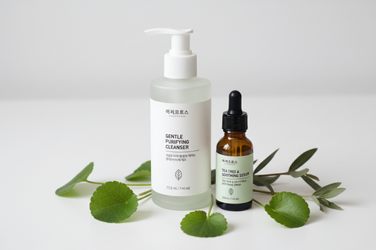 Koreaanse reiniger en tea tree serum voor acne-gevoelige huid met botanische ingredienten